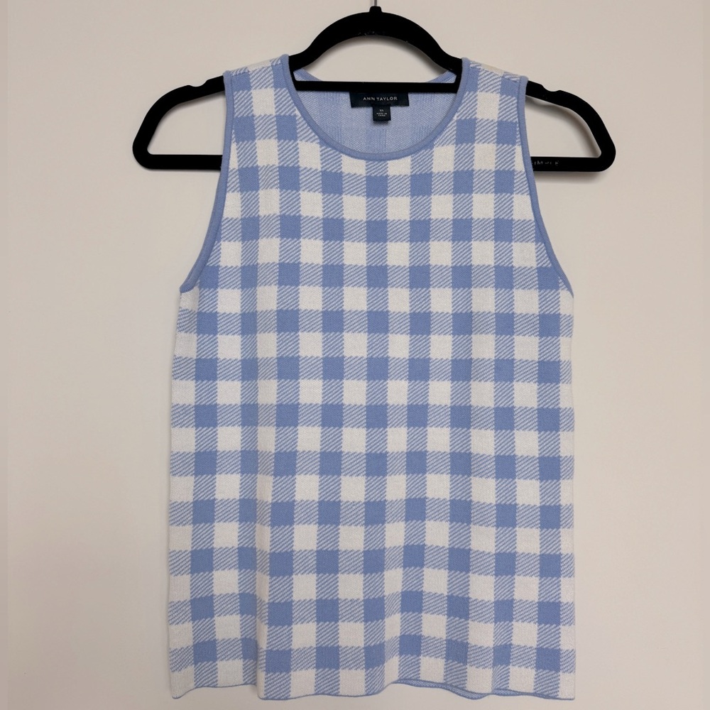 Ann Taylor Gingham Sweater Vest/Shell